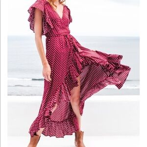 chinese dress ladies Yellow floral wrap maxi dress with bow
